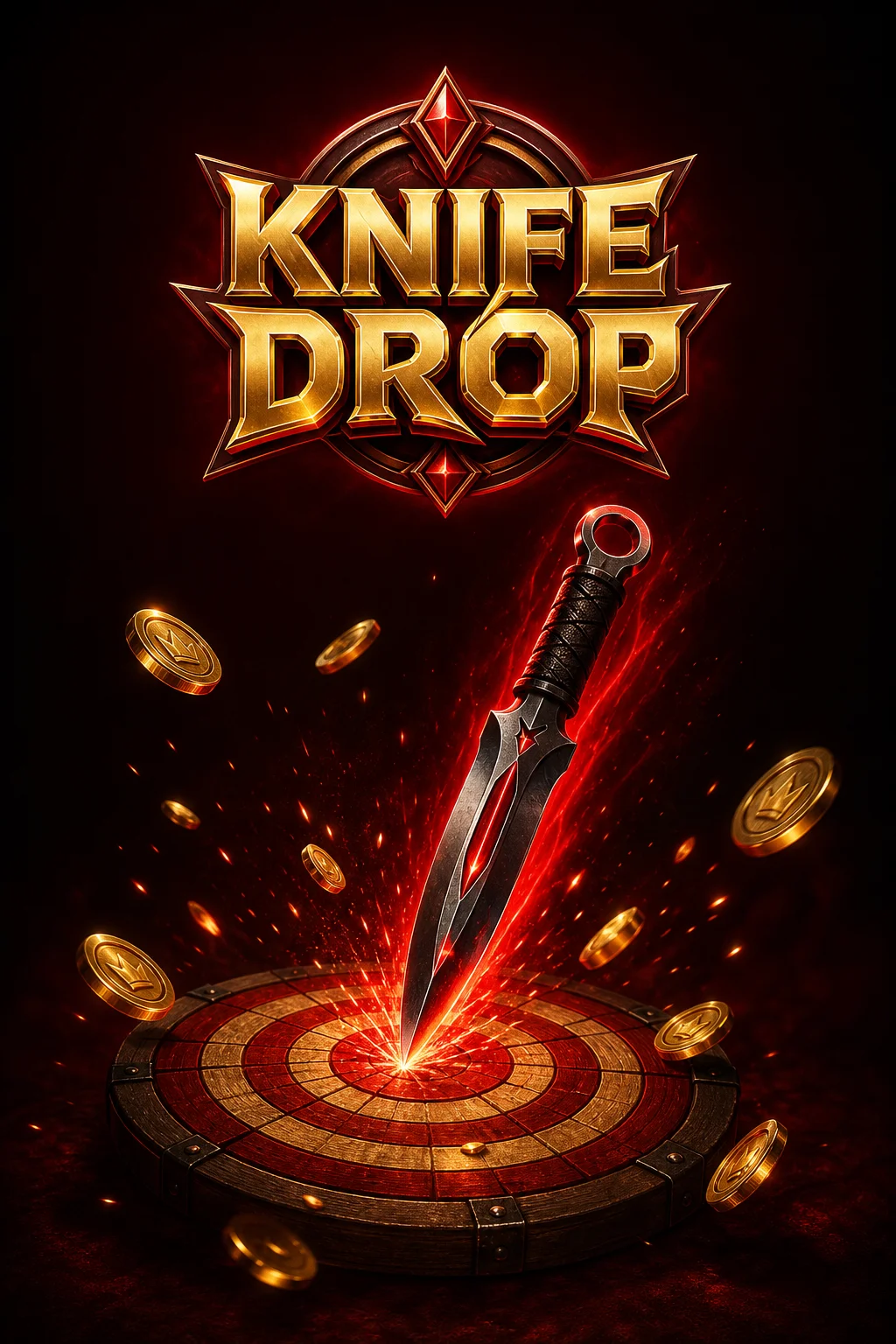 Knife Drop game - knife thrown at target board with rising multiplier